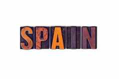 西班牙概念孤立的凸版印刷的类型