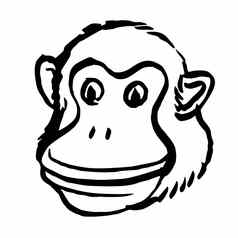徒手画的插图猴子头白色背景