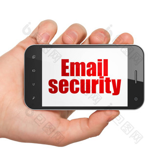保护概念手持有智能手机电子邮件安全显示