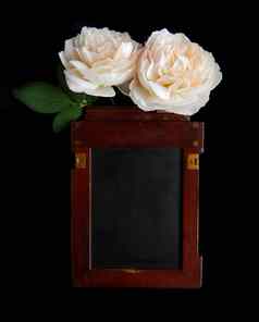 古董玫瑰空白照片框架
