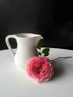 英语玫瑰酒壶白色陶瓷