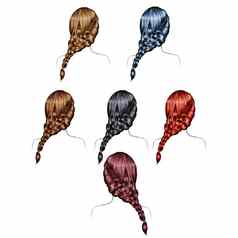 插图女人发型女人头发集集合