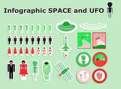 不明飞行物信息图表空间人图标集