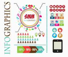 smm社会市场营销infographics数据图标元素