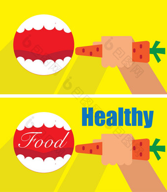 健康的<strong>食物海报</strong>开放口手胡萝卜使用