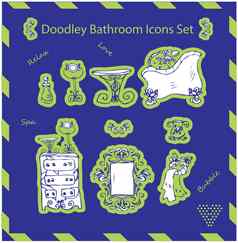 浴室图标集doodley贴纸模板