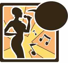 卡拉ok女人标志向量唱首歌音乐轮廓图标