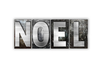 诺埃尔概念孤立的金属凸版印刷的类型