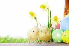 黄色的花复活节鸡蛋