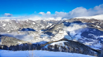 奥地利阿尔卑斯山脉空中雪视图