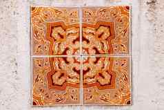 美丽的葡萄牙语橙色阿祖莱霍瓷砖