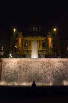 晚上视图喷泉国家博物馆艺术barcelo