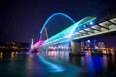 彩虹喷泉显示世博会桥南韩国