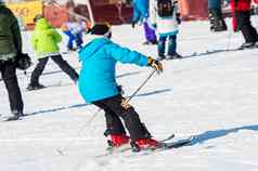 滑雪滑雪德鱼山滑雪度假胜地冬天南韩国