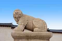 雕像神话lion-like动物Gyeongbokgungpalac