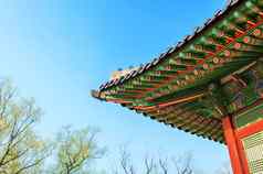 屋顶Gyeongbokgung宫首尔韩国
