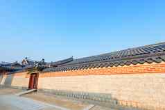 屋顶Gyeongbokgung宫首尔韩国