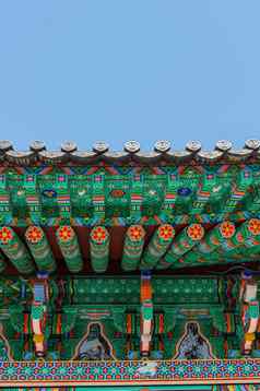 屋顶Gyeongbokgung宫首尔韩国