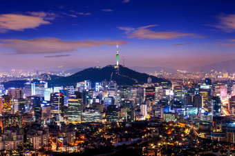 视图市中心城市景观首尔塔首尔南韩国
