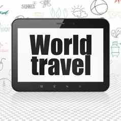 旅行概念平板电脑电脑世界旅行显示