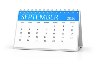 蓝色的表格日历9月