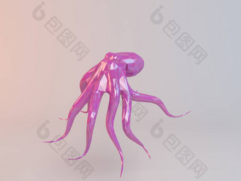 粉红色的低聚章鱼