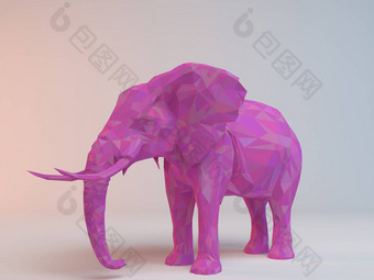 粉红色的低聚大象