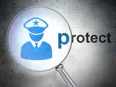 保护概念警察保护光学玻璃