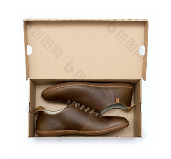 棕色（的）鞋盒子孤立的白色背景