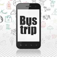 旅游概念智能手机公共汽车旅行显示