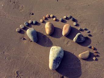 脚卵石沙子艺术海滩