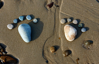 脚卵石沙子艺术海滩