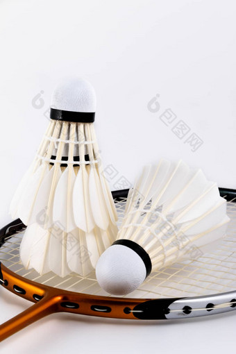 集羽毛球羽毛球球拍羽毛球孤立的白色背景