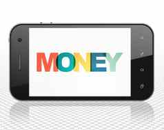 货币概念智能手机钱显示