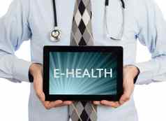 医生持有平板电脑e-health