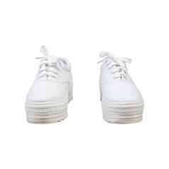 一对运动鞋白色颜色孤立的背景