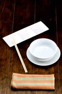 空碗菜筷子餐桌用布