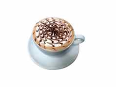 杯摩卡咖啡泡沫孤立的白色