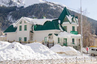 dombay俄罗斯2月建筑额外的办公室俄罗斯联邦储蓄银行俄罗斯位于小小镇dombay
