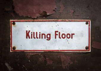屠宰场杀死地板上标志