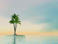 棕榈树岛中间海洋渲染