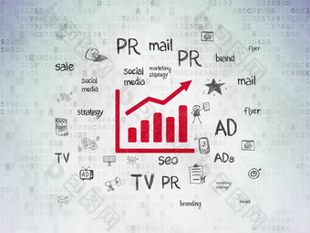 市场营销概念增长图数字数据纸背景