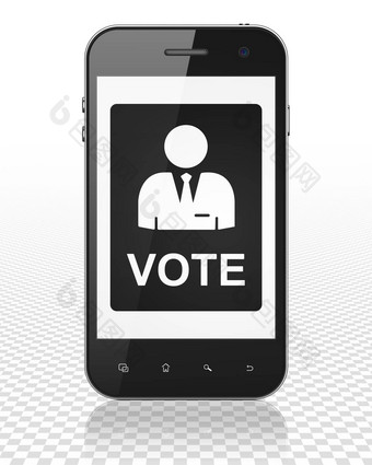 政治概念智能手机投票显示