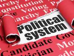 政治概念黑色的文本政治系统一块撕裂纸
