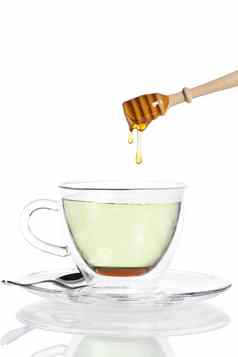 蜂蜜滴蜂蜜七星玻璃杯绿色茶