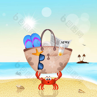 有趣的蟹海滩袋