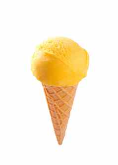 黄色的冰奶油锥