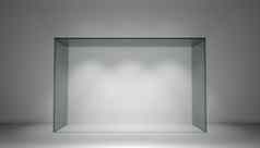空玻璃展示展览灰色的房间