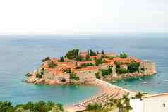 美丽的岛奢侈品度假胜地斯韦蒂斯特凡黑山共和国巴尔干半岛亚得里亚海海欧洲