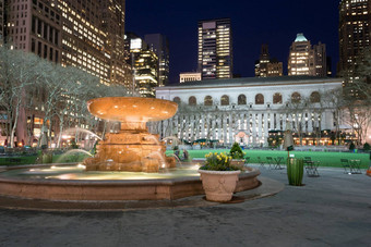 喷泉前面纽约公共图书馆